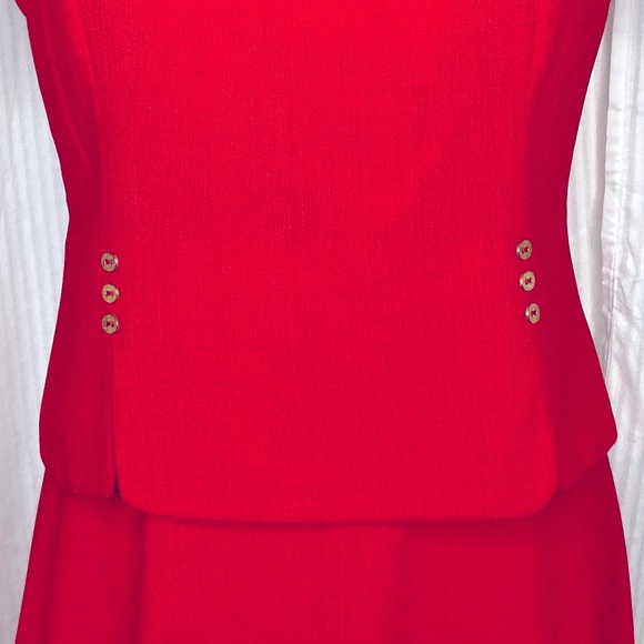 Vintage 80s Danny & Nicole red tailored midi dress - Picture 6 of 6